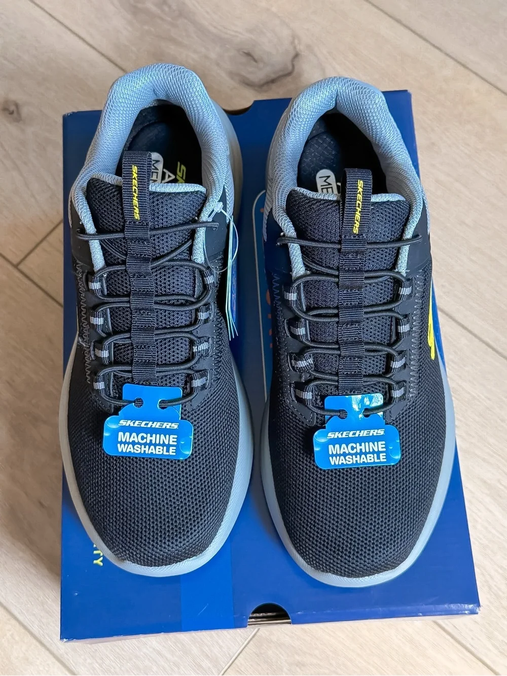 SKECHERS BOUNDER 2.0 ANAKO MEMORY FOAM ATHLETIC SNEAKER BLACK GRAY SIZE 7 NIB